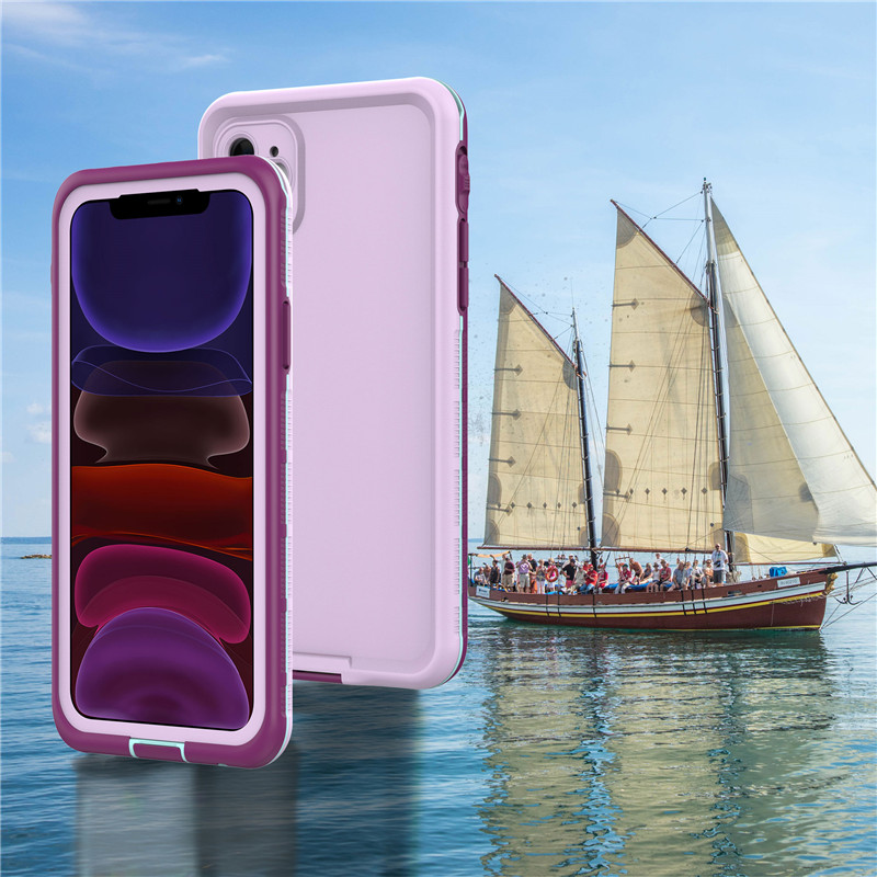 iphone 11 vedenpitävä, täysin vedenpitävä iphone 11-koteloinen vedenpitävä (”purppura”) vesitiivis (”purppura”), jonka taustapinta on kiinteä