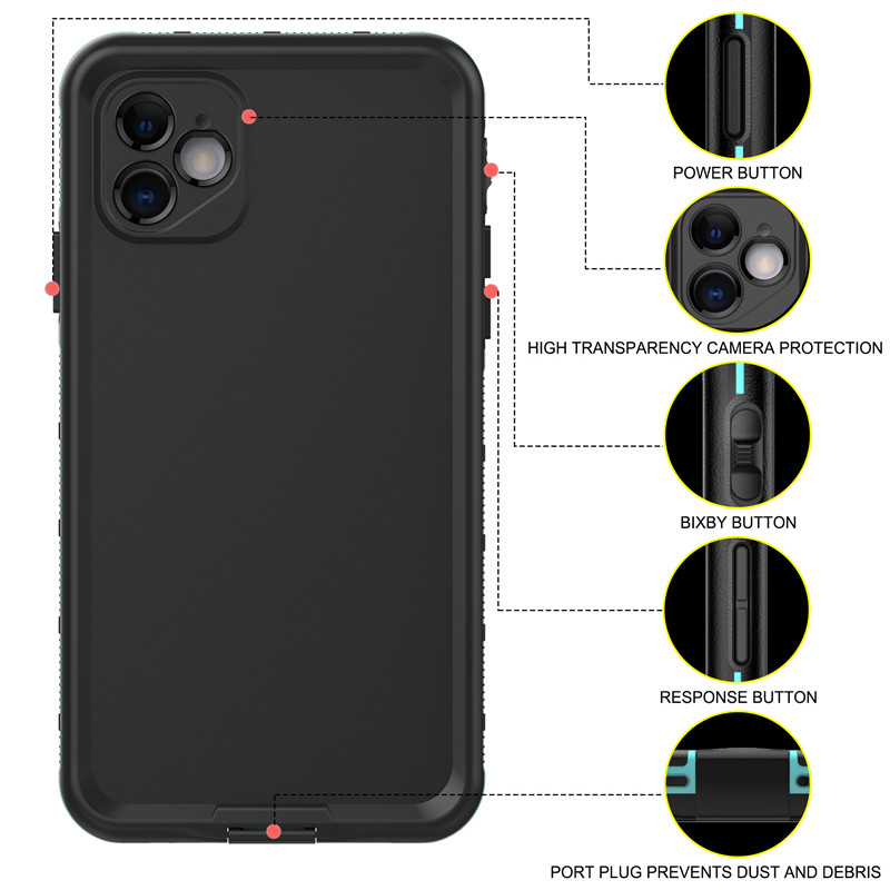 hengenkestävä puhelinkotelo iphone 11 paras vedenpitävä pussi iphone 11:n uimapuhelimen koteloon (sininen), jossa on kiinteä taustaväri