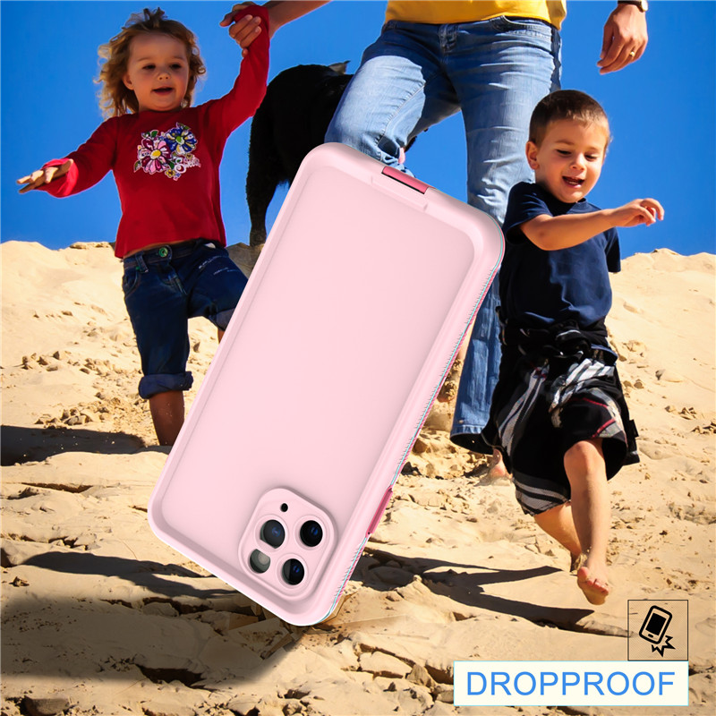 Apple iphone 11 pro vedenpitävä 100 vedenpitävä puhelinkotelo iphone 11 pro waterfective puch (vaaleanpunainen), jonka taustapinta on kiinteä