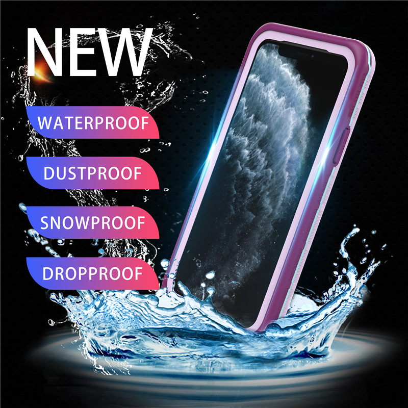 Iphone 11 pro -kotelo elinkestävä rantaturvallinen puhelinkotelo iphone pro -vesitiivis kotelo (violetti), yksivärinen takakansi