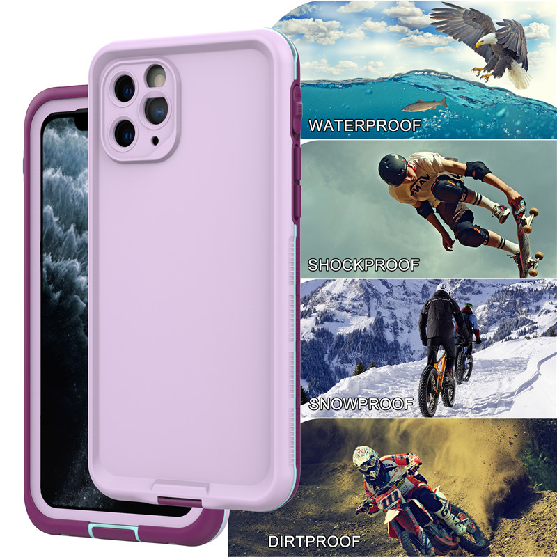 Iphone 11 pro -kotelo elinkestävä rantaturvallinen puhelinkotelo iphone pro -vesitiivis kotelo (violetti), yksivärinen takakansi