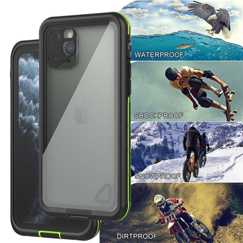 Vedenalainen puhelinkotelo vedenpitävä pidike iphone 11 pro vedenpitävä kotelo (musta), läpinäkyvä takakansi
