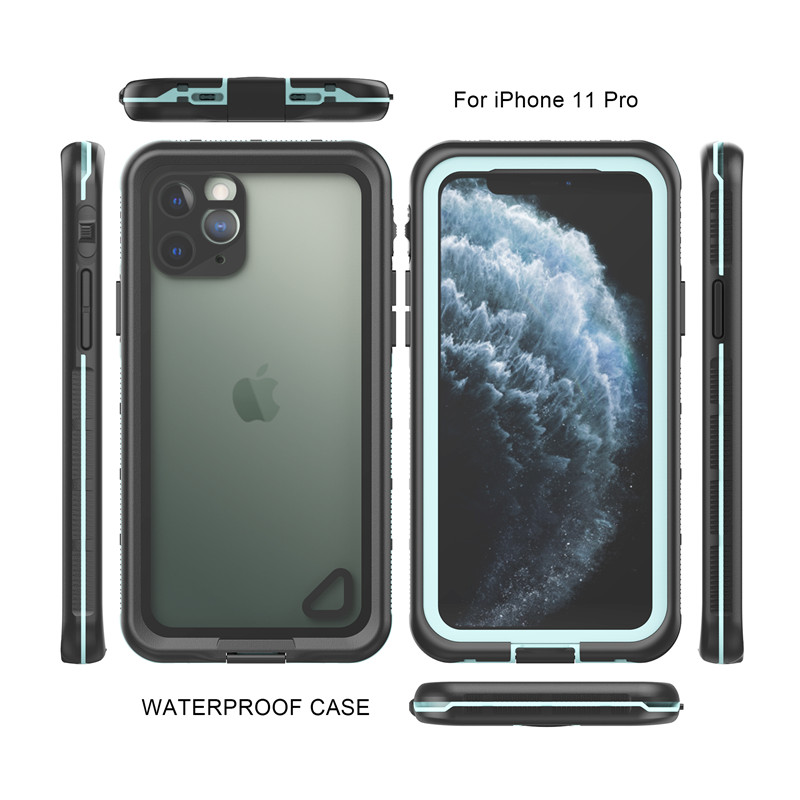 Vedenpitävä kenno paras iphone 11 pro -kotelo vedenpitävä hengenpitävä vedenpitävä iphone 11 pro (sininen) läpinäkyvällä takakannella