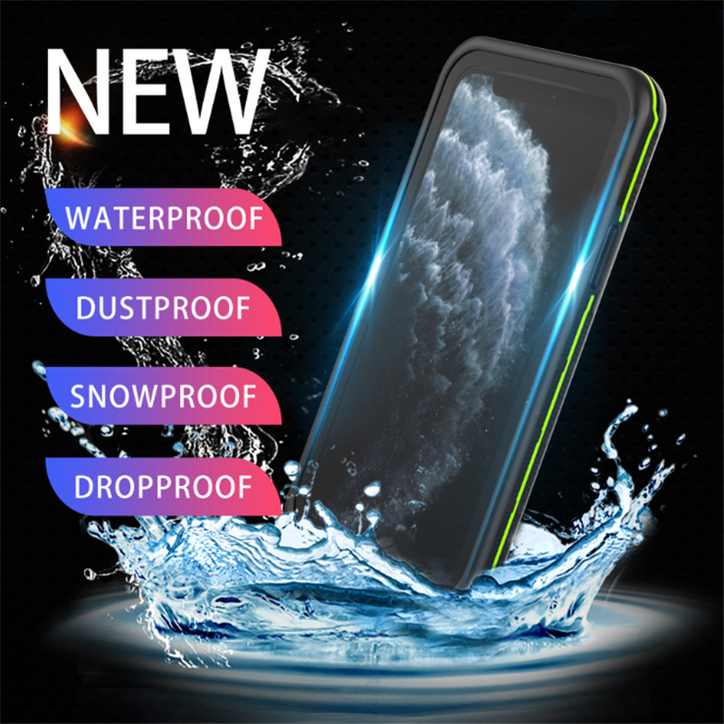Vesitiivis puhelinkotelo uimavesi-iphone 11 pro max -kotelolle henkeä kestävä puhelin (musta), läpinäkyvä takakansi