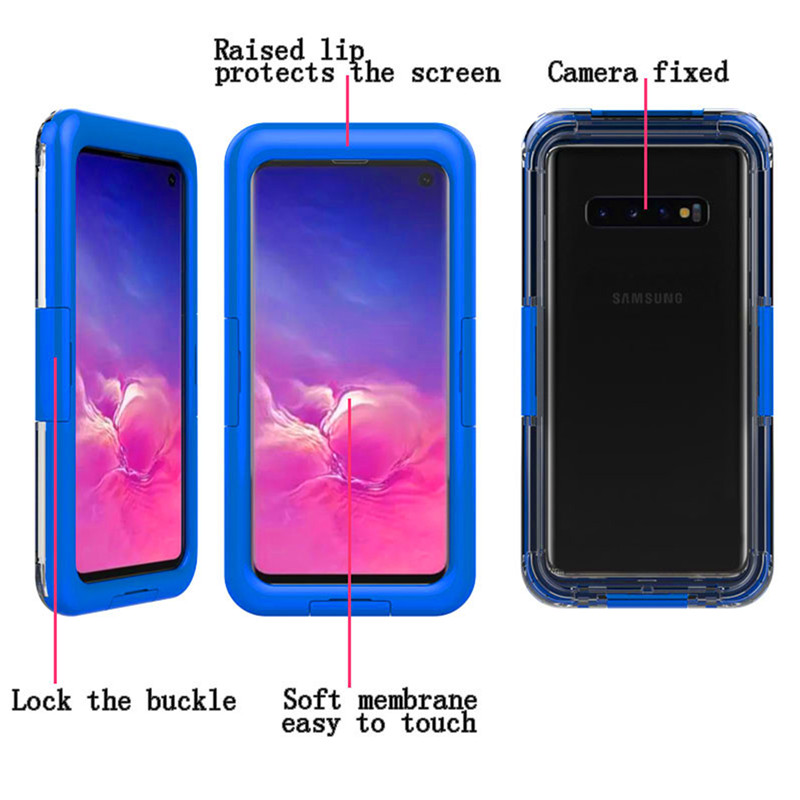 Vedenalainen puhelinsuojaus paras elämänkestävä puhelinkotelo Samsung S10: lle (sininen)