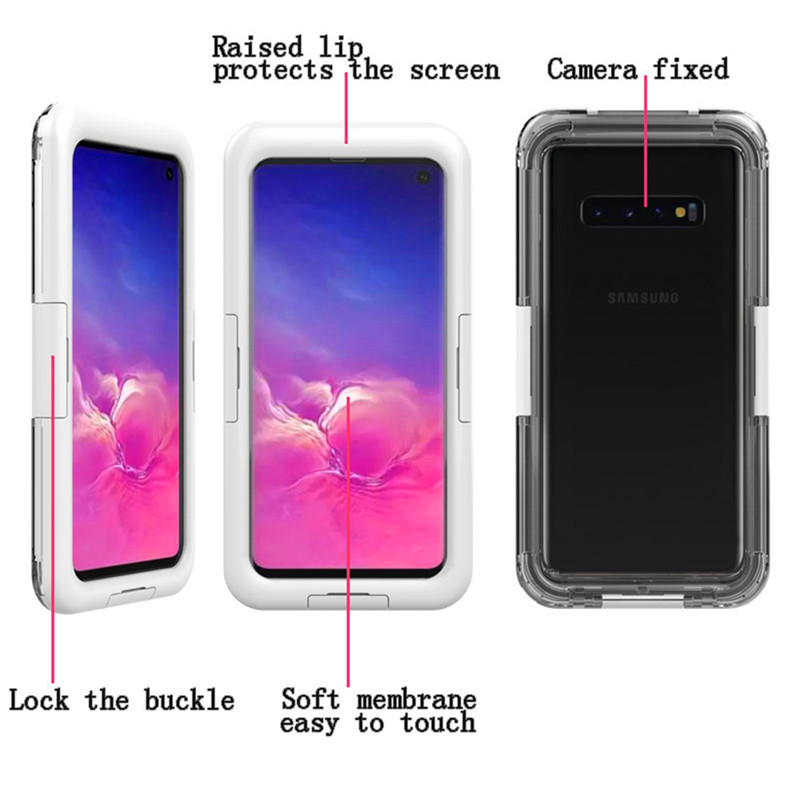 Puhelinkotelot, joissa on vettä puhelimen vesisuojakotelo, Samsung S10 (valkoinen)