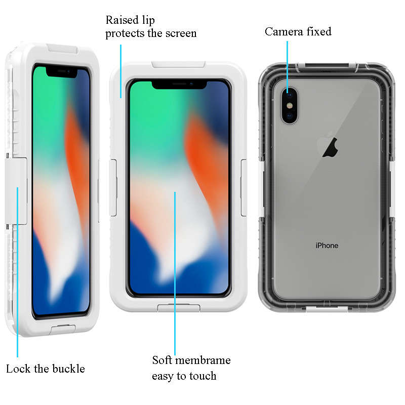 Universal matkapuhelimen vedenpitävä kotelo pieni kirkas vedenpitävä kotelo vedenalaisen kameran kotelo iphone XS Max (valkoinen)