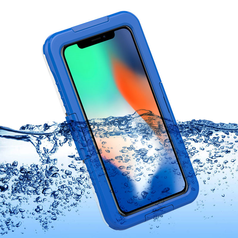 Vedenpitävä matkapuhelin iphone XS Max vedenpitävä kannettava kotelo hengenkestävä kotelo (sininen)