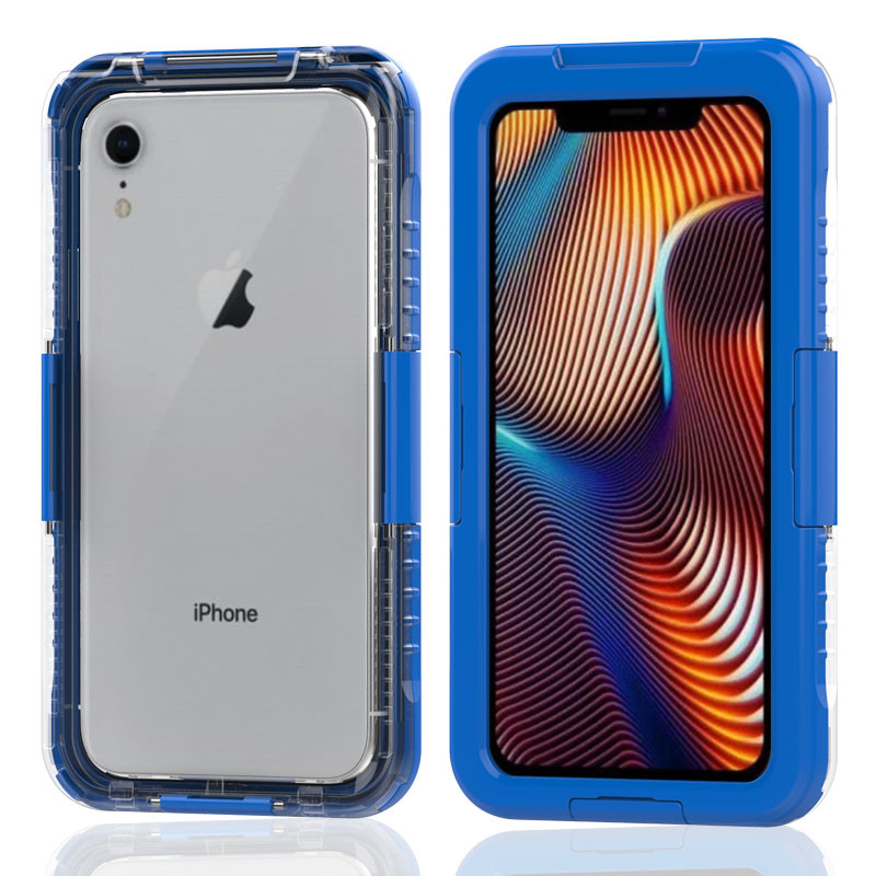 Vesitiivis pakkaus iphone-vesisokkipölyltä paras vesitiivis kotelo iphone XR (sininen)