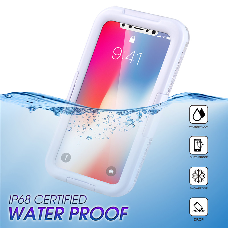 Veden- ja iskunkestävä iphone-kotelo vedenpitävä kotelo lähellä minua vedenalaisen puhelimen kamerakotelo iphone XS: lle （Valkoinen)