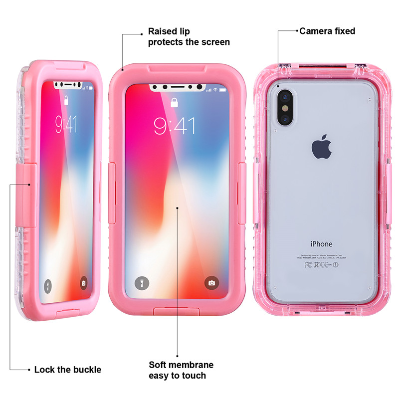 Iphone XR ip68 -kotelo vedenpitävä puhelinlompakko kaikki todisteet kotelosta (Pink …)